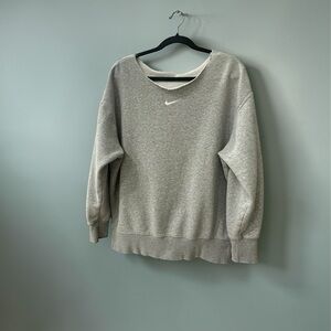 Nike Heather Gray Sweatshirt. Cut Neckline. Size: Medium ( loose fit )